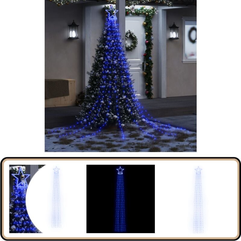 Weihnachtsbaum-Beleuchtung 320 LEDs Blau 375 cm - Weihnachtsbeleuchtung - LED-Lichtringe - Sternenhimmel - Outdoor-Dekoration - Indoor-Dekoration