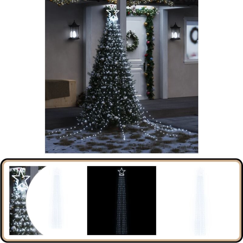 Weihnachtsbaum-Beleuchtung 320 LEDs Kaltweiß 375 cm - Weihnachtsbeleuchtung - LED-Lichtringe - Sternenlights - Outdoor-Dekoration - Indoor-Dekoration