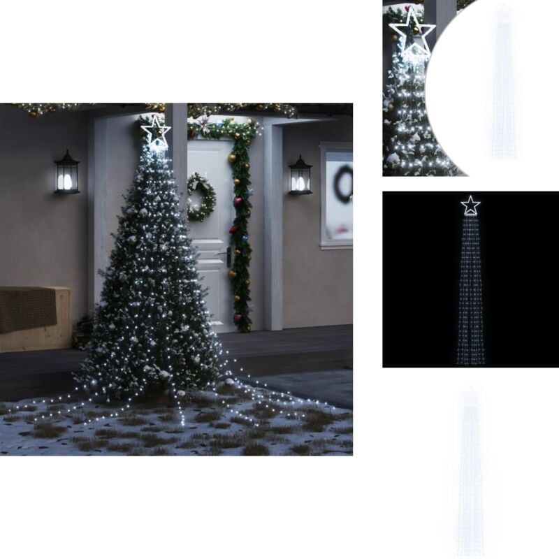 Weihnachtsbaum-Beleuchtung 320 LEDs Kaltweiß 375 cm - Weihnachtsbeleuchtung - LED-Lichtringe - Sternenlights - Outdoor-Dekoration - Indoor-Dekoration