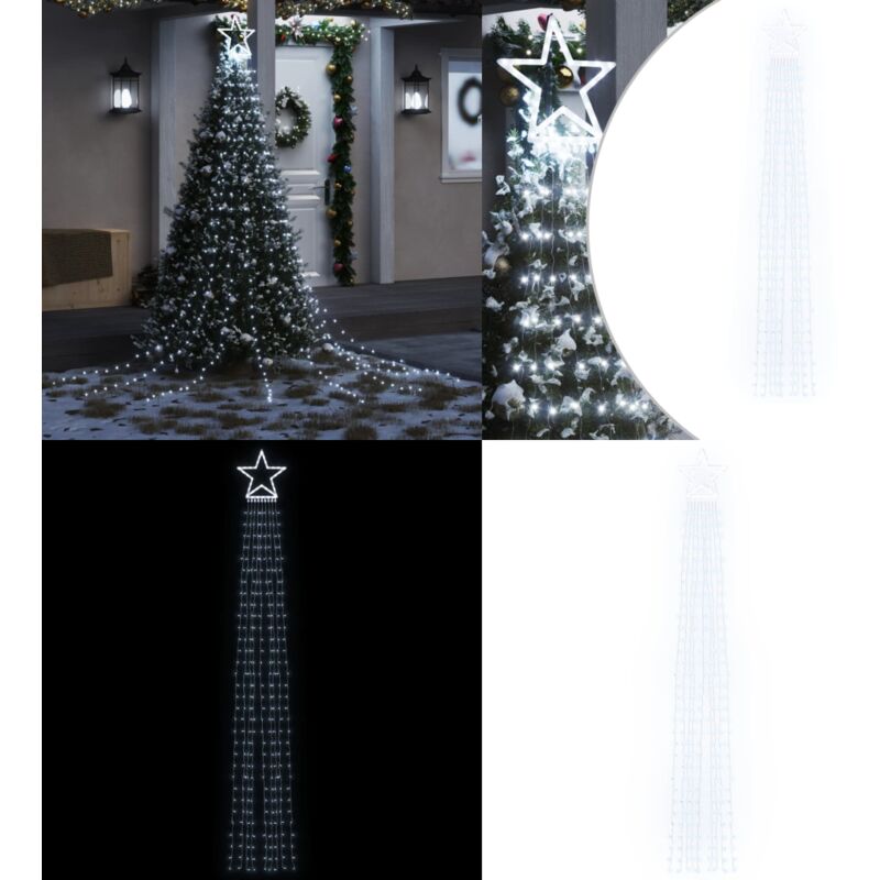 Weihnachtsbaum-Beleuchtung 320 LEDs Kaltweiß 375 cm - Weihnachtsbeleuchtung - LED-Lichtringe - Sternenlights - Outdoor-Dekoration - Indoor-Dekoration