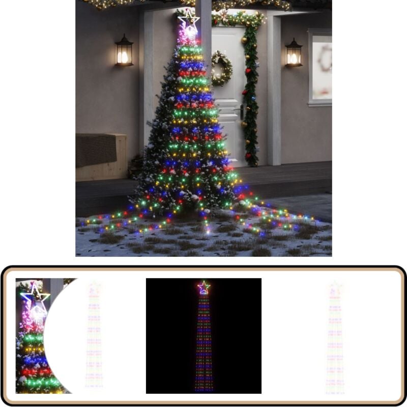 Weihnachtsbaum-Beleuchtung 320 LEDs Mehrfarbig 375 cm - Weihnachtsschmuck - LED-Lichtringe - Sternenhimmel - Outdoor-Dekoration - Indoor-Dekoration