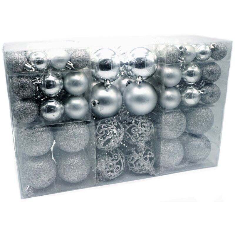 Buri - Weihnachtsbaumkugeln 100er-Set Baumschmuck Christbaumkugeln Weihnachtskugeln - silber