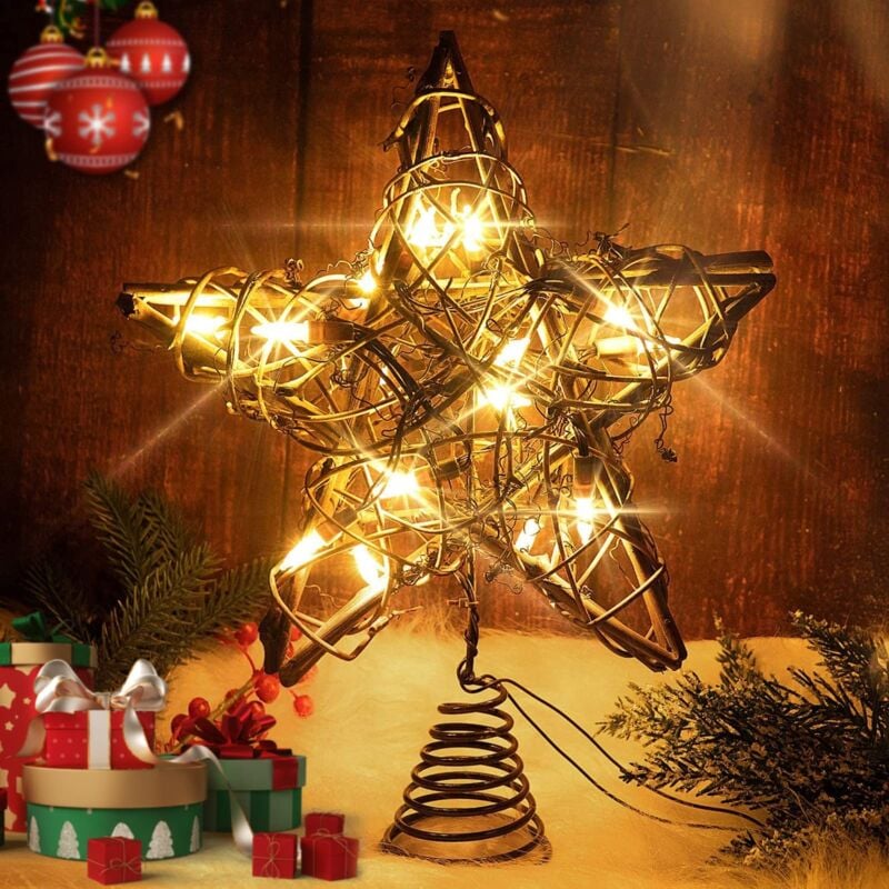 Beijiyi - Weihnachtsbaumspitze, Stern-Weihnachtsbaumspitze, Weihnachtsstern-Baumspitze-Dekoration, beleuchtete Baumspitze-Dekoration,