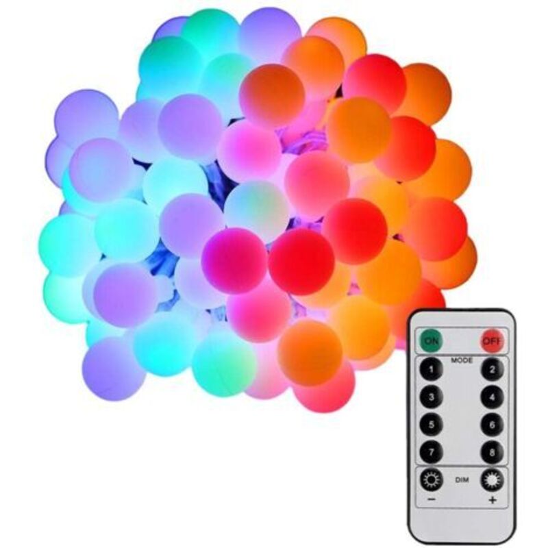 Weihnachtsbeleuchtung, 10 m, 80 LEDs, 8 Modi, IP44 wasserdicht, Helligkeit einstellbar, 12-Tasten-Fernbedienung, USB, mehrfarbig