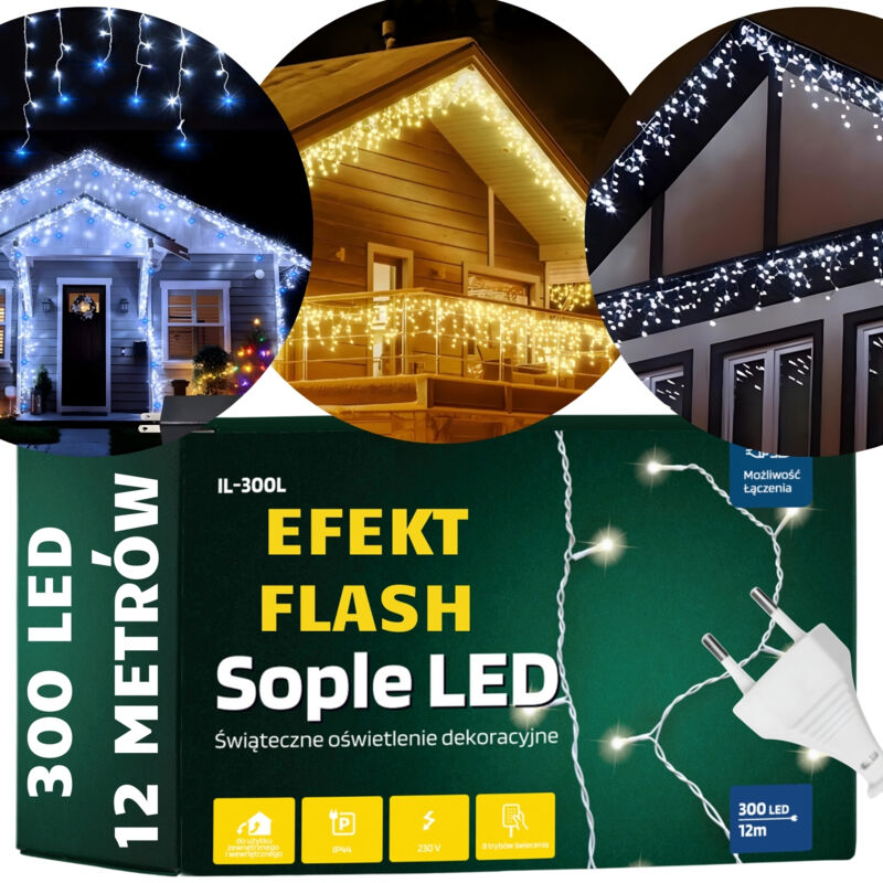 Weihnachtsbeleuchtung für den Außenbereich Eiszapfen 300 LED mit Blitzeffekt Weihnachtsbeleuchtung für den Außenbereich Eiszapfen 300 LED kaltweiß +