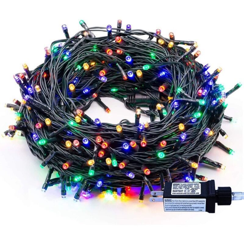 Weihnachtsbeleuchtung für den Außenbereich, mehrfarbig, 10 m, 100 LEDs, elektrische Lichterkette für den Innenbereich, wasserdichte Lichter mit 8
