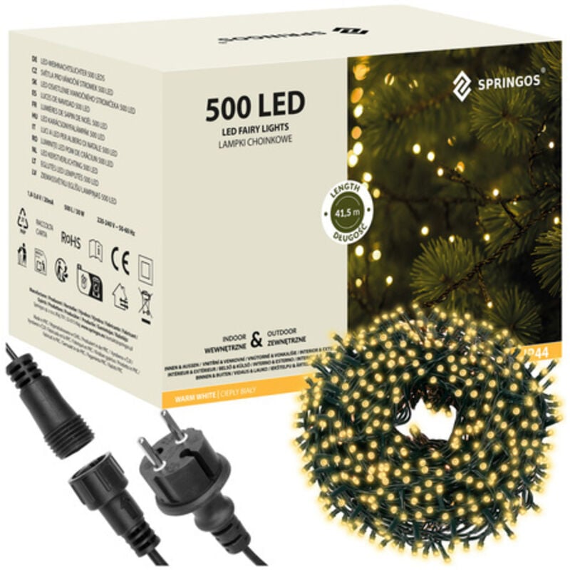 Weihnachtsbeleuchtung Lichterkette mit 500 LEDs Warmweiß 31,5 m
