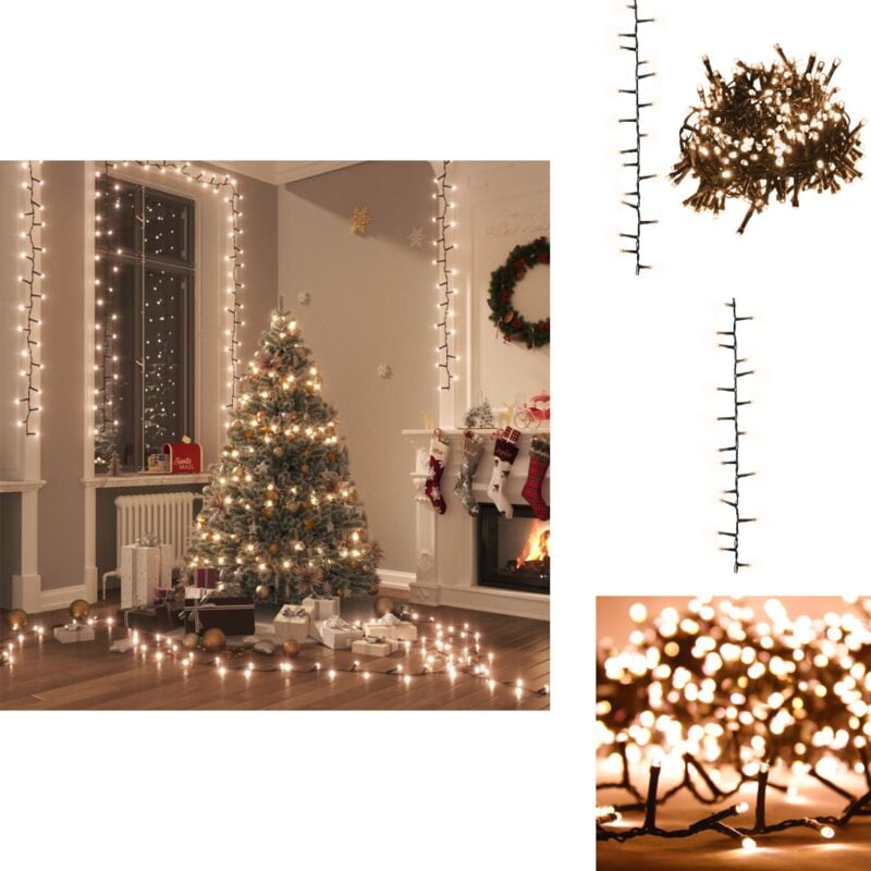 LED-Lichterkette mit 2000 LEDs Warmweiß 45 m pvc - Weihnachtsdeko - Lichterkette - led Beleuchtung - Warmwellig - Grün