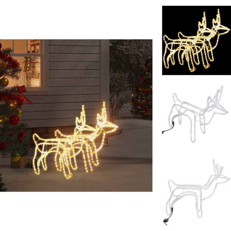 Weihnachtsbeleuchtung - Living Rentier-Silhouetten 2 Stk. Warmweiß 60x30x60 cm