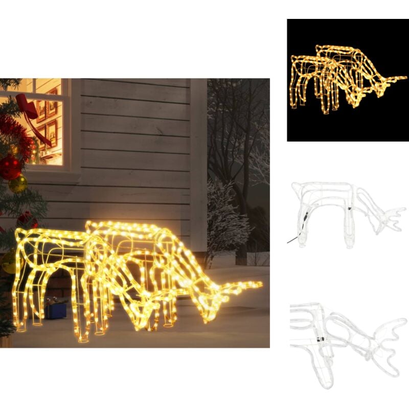 Weihnachtsbeleuchtung - Living Rentier-Silhouetten 2 Stk. Warmweiß 73x31x45 cm