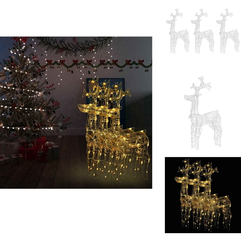Rentiere Weihnachtsdekoration 3 Stk. 60x16x100 cm Acryl - Weihnachtsdeko - Rentier Deko - Outdoor Beleuchtung - Winter Dekoration - led Beleuchtung
