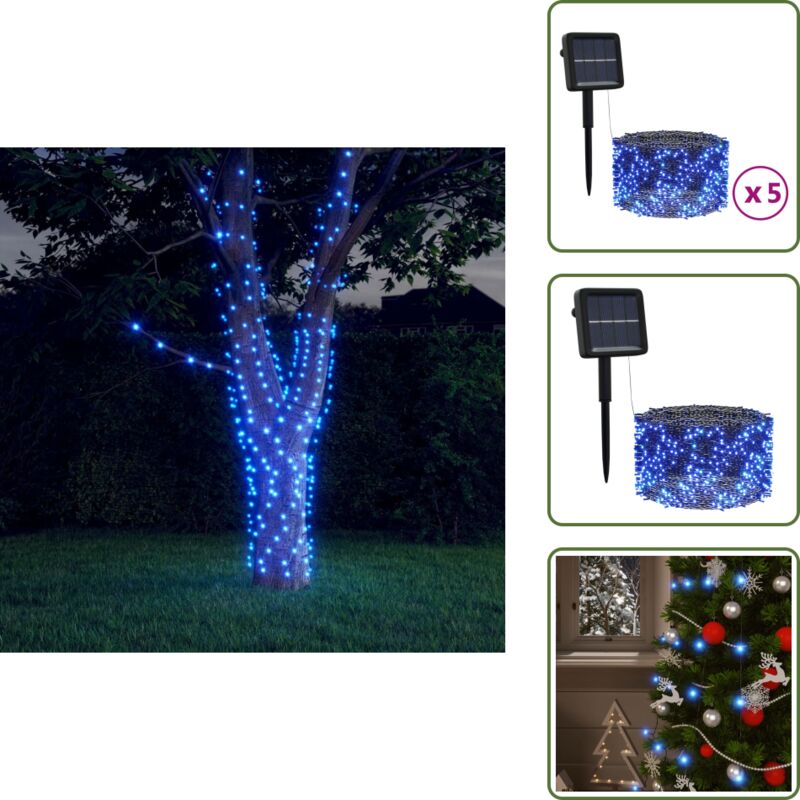 Solar-Lichterketten 5 Stk. 5x200 led Blau Innen Außen - Solarleuchten - Lichterkette - Outdoor Beleuchtung - Indoor Beleuchtung - Deko Licht