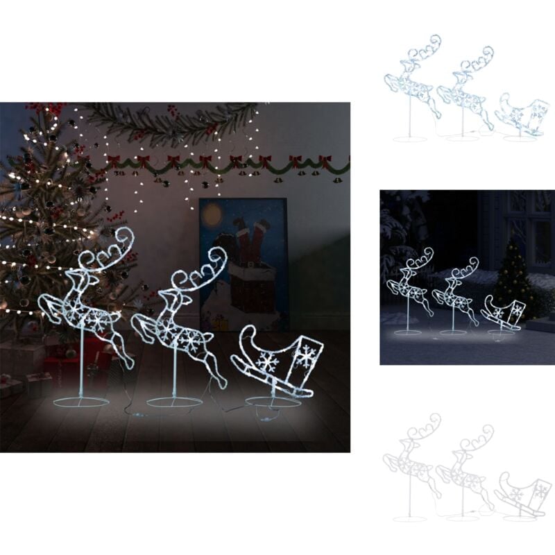 Weihnachtsdeko LED Rentiere & Schlitten Acryl 260x21x87 cm - Weihnachtsdeko - LED Beleuchtung - Rentier Deko - Winter Dekoration - Outdoor Dekoration
