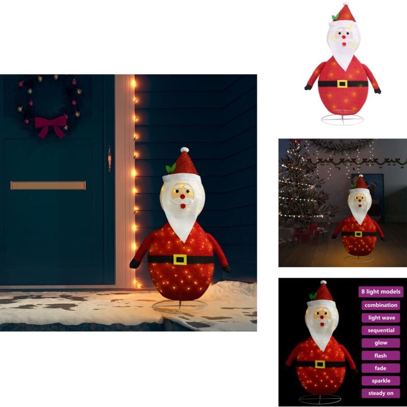 Weihnachtsdeko Weihnachtsmann led Luxus-Stoff 120 cm - led Weihnachtsdekoration - Weihnachtsmannfigur - Outdoor Beleuchtung - Indoor Beleuchtung