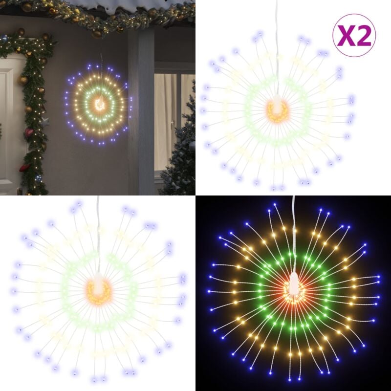 Weihnachtsbeleuchtungen Feuerwerk 2 Stk. 140 LEDs Mehrfarbig - Weihnachtsschmuck - LED-Lichterketten - Weihnachtsdekoration - Feuerwerksbeleuchtung