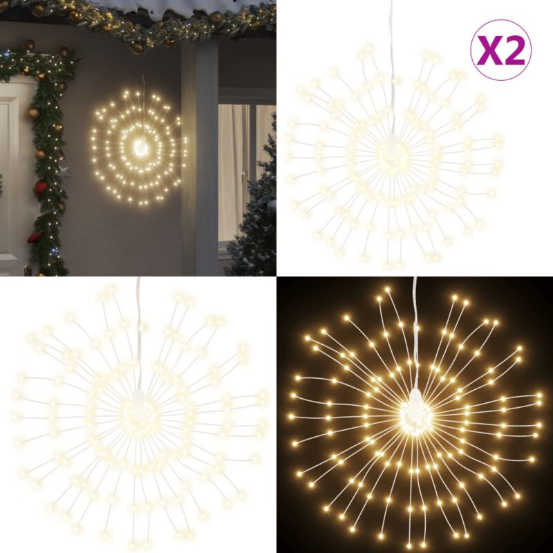 Weihnachtsbeleuchtungen Feuerwerk 2 Stk. 140 LEDs Warmweiß 17cm - Weihnachtsbeleuchtung - LED-Feuerwerk - Indoor-Dekoration - Outdoor-Dekoration