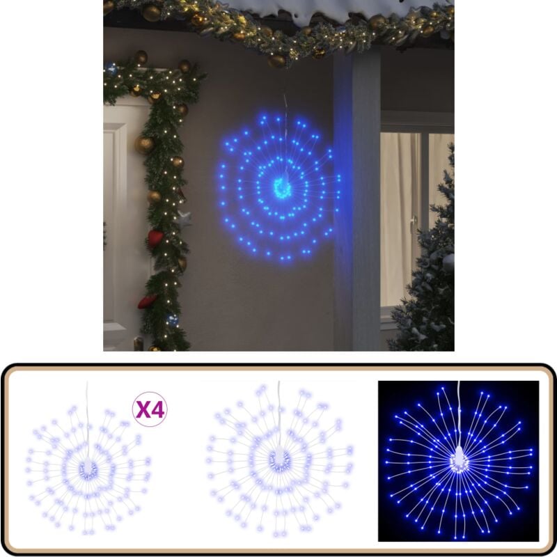 Weihnachtsbeleuchtungen Feuerwerk 4 Stk. 140 LEDs Blau 17cm - Weihnachtsdekoration - LED-Lichterketten - Weihnachtsbeleuchtung - Indoor-Dekoration
