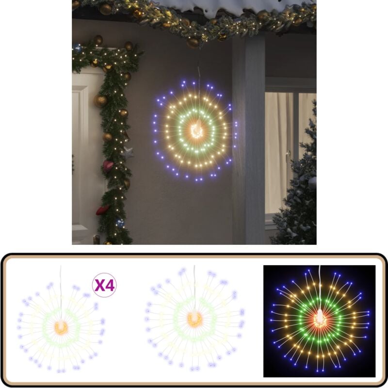 Weihnachtsbeleuchtungen Feuerwerk 4 Stk. 140 LEDs Mehrfarbig - Weihnachtsdekoration - LED-Lichterketten - Feuerwerksbeleuchtung - Indoor-Dekoration