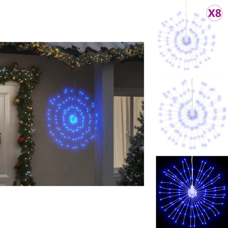 Weihnachtsbeleuchtungen Feuerwerk 8 Stk. 140 LEDs Blau 17 cm - Weihnachtsdekoration - LED-Lichtern - Feuerwerksbeleuchtung - Außendekoration