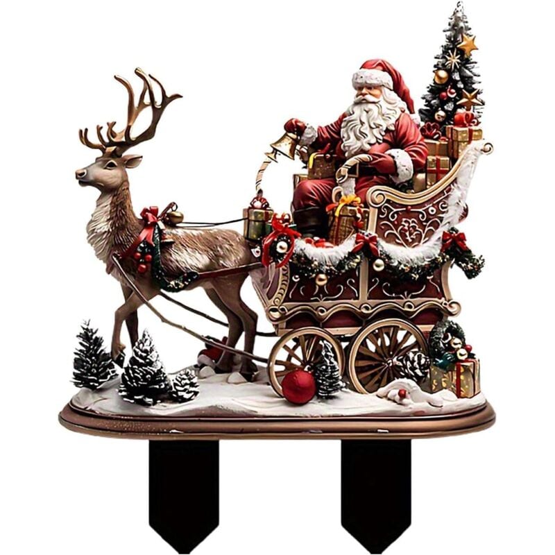 Weihnachtsdeko Aussen Figuren Weihnachtsmann Gartenstecker Weihnachten Deko Schlitten Weihnachtsdeko Garten Acryl 2D Weihnachtsdeko Outdoor Figuren