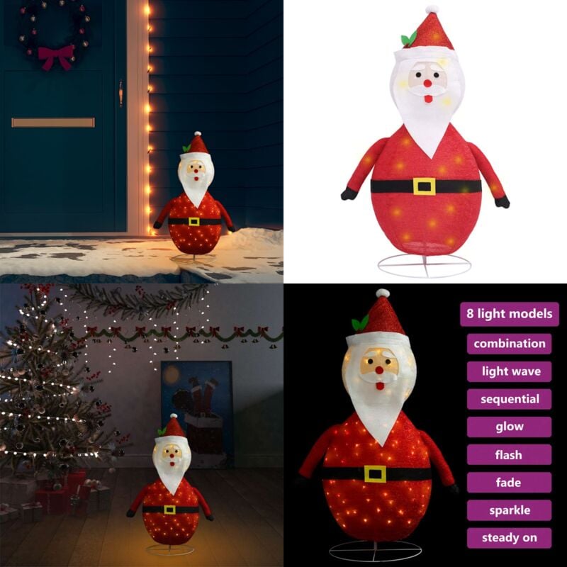 Weihnachtsdeko Weihnachtsmann led Luxus-Gewebe 60 cm - led Weihnachtsdekoration - Weihnachtsmannfigur - Outdoor Beleuchtung - Indoor Beleuchtung