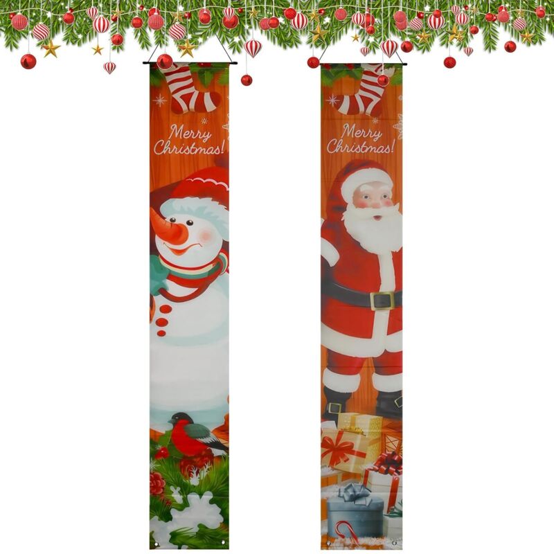 Weihnachtsdekoration für draußen, Weihnachts-Türdekoration, Weihnachtsdekoration zum Aufhängen an der Tür, Frohe Weihnachten-Banner, Couplets für die