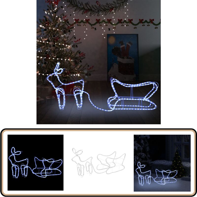 Weihnachtsdekoration Rentiere und Schlitten Outdoor 252 LEDs - Weihnachtliche Beleuchtung - Lichterkette - LED-Beleuchtung - Winterdeko