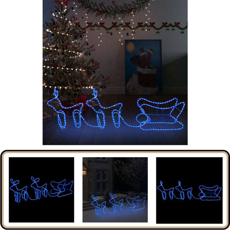 Weihnachtsdekoration Rentiere und Schlitten Outdoor 576 LEDs - Weihnachtliche Beleuchtung - Lichterkettendeko - Outdoor Deko - Winterdeko - Garten