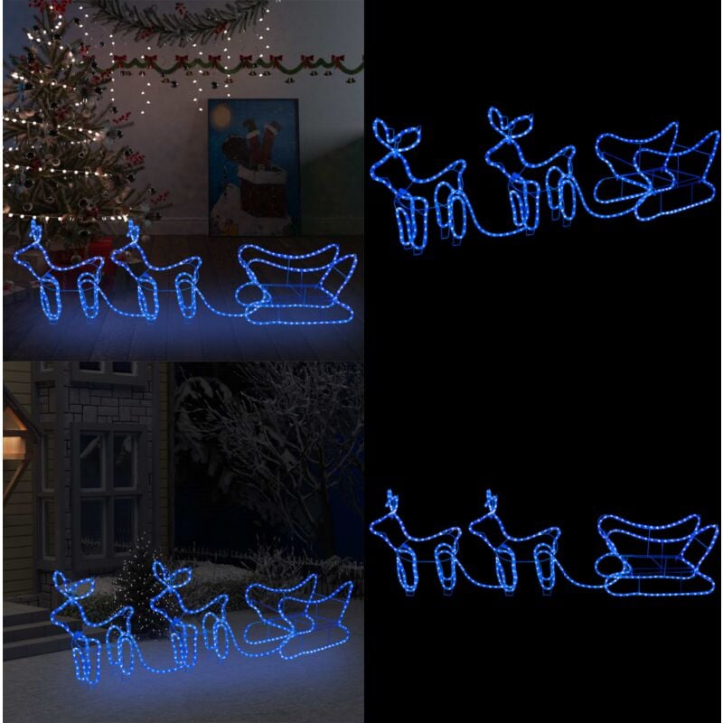 Weihnachtsdekoration Rentiere und Schlitten Outdoor 576 LEDs - Weihnachtliche Beleuchtung - Lichterkettendeko - Outdoor Deko - Winterdeko - Garten
