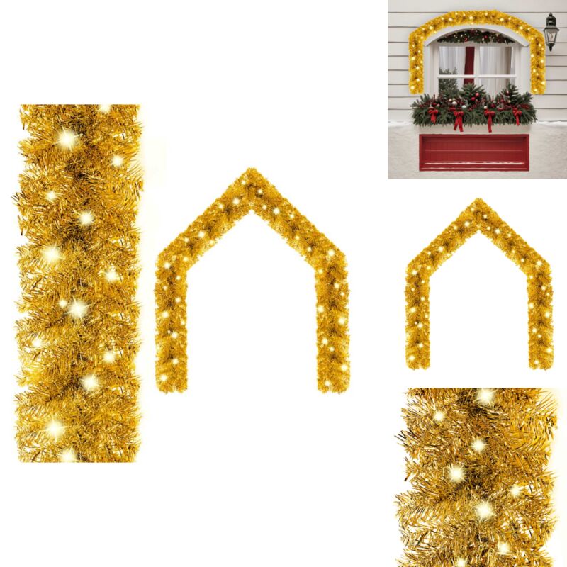 Weihnachtsgirlande mit led 10 m Golden - Weihnachtsdeko - Lichterkette - LED-Lichterkette - Goldene Beleuchtung - Christbaumschmuck