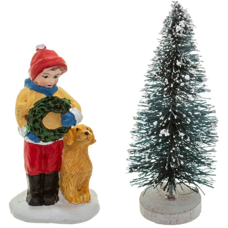 Santon für Dorf Tannenbaum und passende Figuren - Kind mit hund