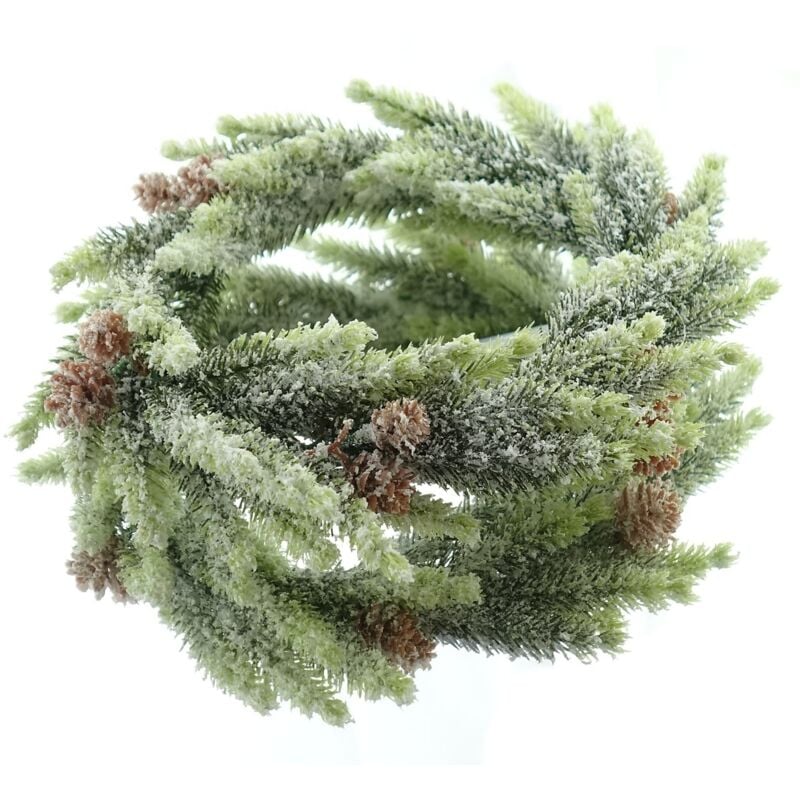 Weihnachtskranz Fichte mit Zapfen & Schnee 25 cm - Kunstblumen