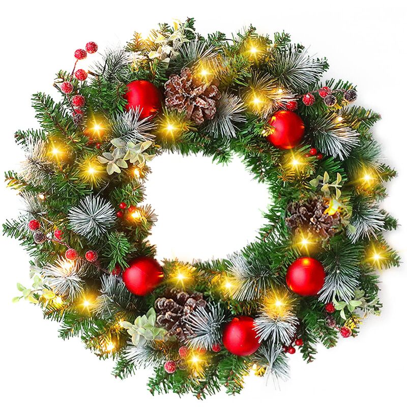 Beijiyi - Weihnachtskranz Tür 30 cm, Weihnachtskranz, Weihnachtsdekoration, Kranz, künstliche Blumen, hängende Weihnachtsdekoration, Weihnachtsbaum,