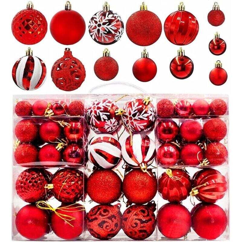 Weihnachtskugeln, 100er-Packung, bruchsichere Hängekugeln, Christbaumkugeln, verschiedene bruchsichere Weihnachtskugeln für Weihnachtsdekorationen,