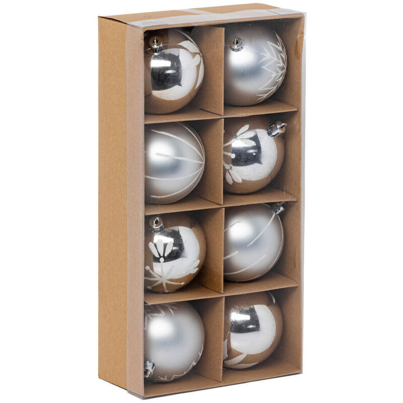 Weihnachtskugeln silbern, ø 8 cm