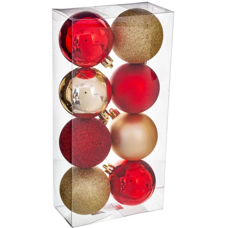 Weihnachtskugeln aus Kunststoff, 8er-Set, ø 7 cm