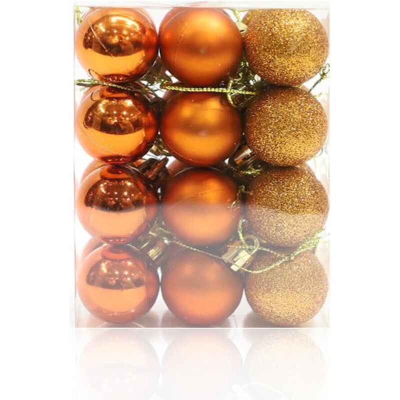 Weihnachtskugeln zum Aufhängen, 30 mm, bruchsicher, für Weihnachtsbaum, Urlaub, Hochzeit, Party, Dekoration, 24 Stück, Orange