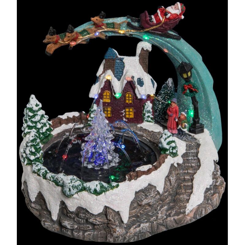 Weihnachtsmann Schlitten-Weihnachtskrippe, mit LED-Hintergrundbeleuchtung