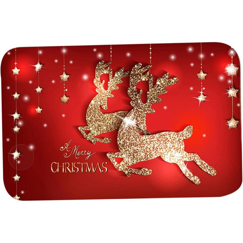 Weihnachtsmotiv rutschfeste Fußmatte, 40 x 60 cm, Weihnachtsdeko-Bodenmatte, Weihnachtsdeko-Teppich, geeignet für Wohnzimmer, Küche und Bad,