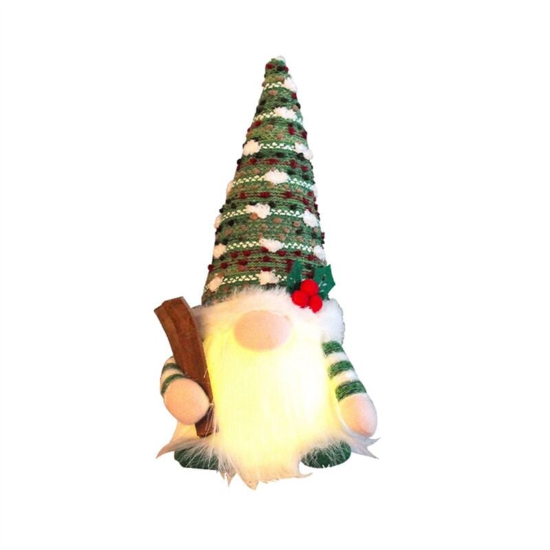 Weihnachtspuppe Schlitten Ski Gnome mit LED-Licht Rudolph Dekor, Grün