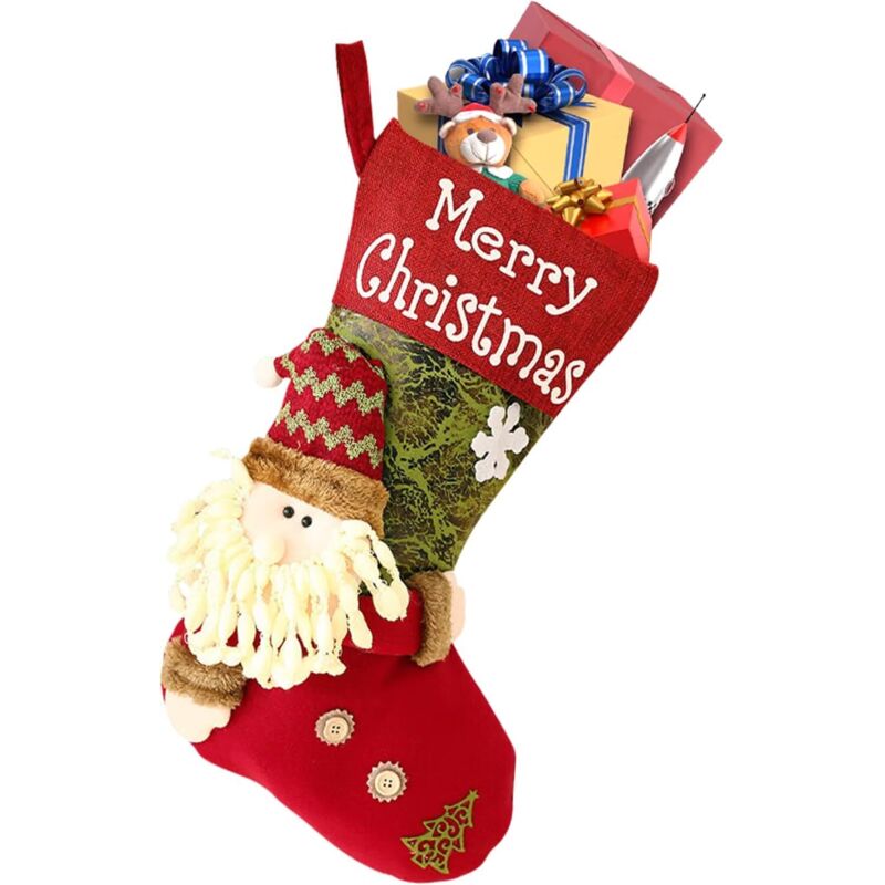 Weihnachtsstrumpf, 47 cm, personalisierter Weihnachtsstrumpf, 3D-Weihnachtsstrumpf für Weihnachtsbaum, Weihnachtsstiefel, Geschenktüte, hängende