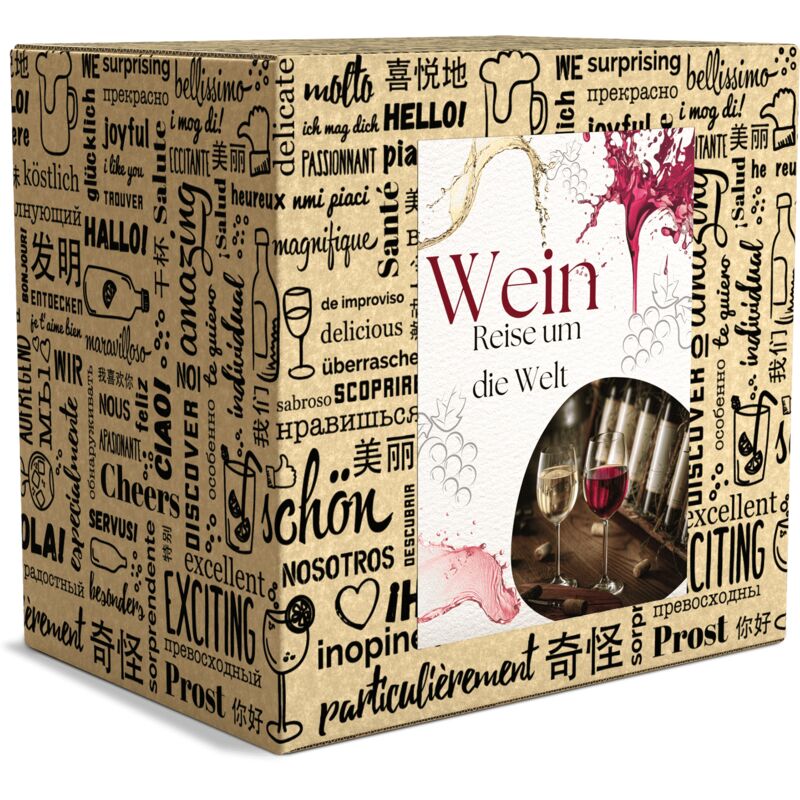 BOXILAND® Wein Geschenkbox – Internationales Wein-Tasting-Set mit Rot-, Weiß- & Roséweinen, inkl. Verkostungsanleitung & Tasting-Zubehör, hochwertig