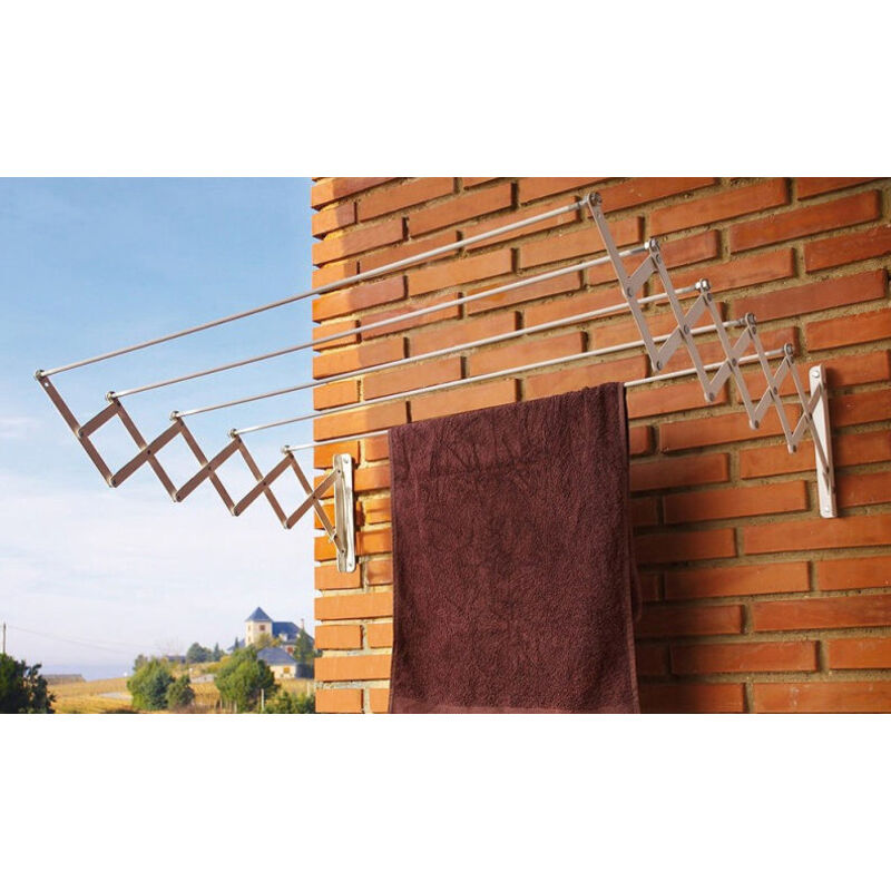 Cuncial - Ausziehbare Wäscheleine aus weißem Epoxidharz, 120 cm