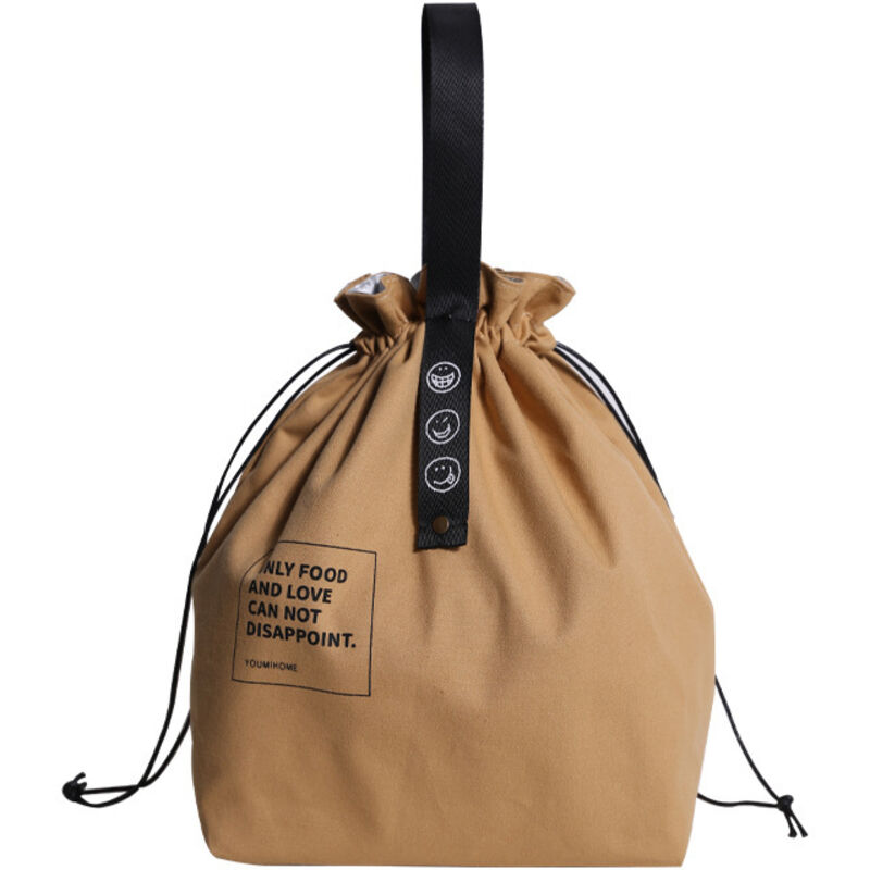 Isolierte Bento-Tasche aus Canvas mit großer Öffnung, Lunchbox mit Kordelzug, Schultasche, Picknicktasche, Campingtasche, Küchenzubehör (gelb)