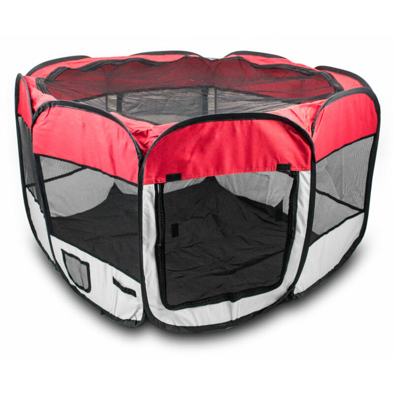 Bituxx - Welpenlaufstall Rot Tierlaufstall Laufstall Tierauslauf Faltbar Gehege Hunde Katze
