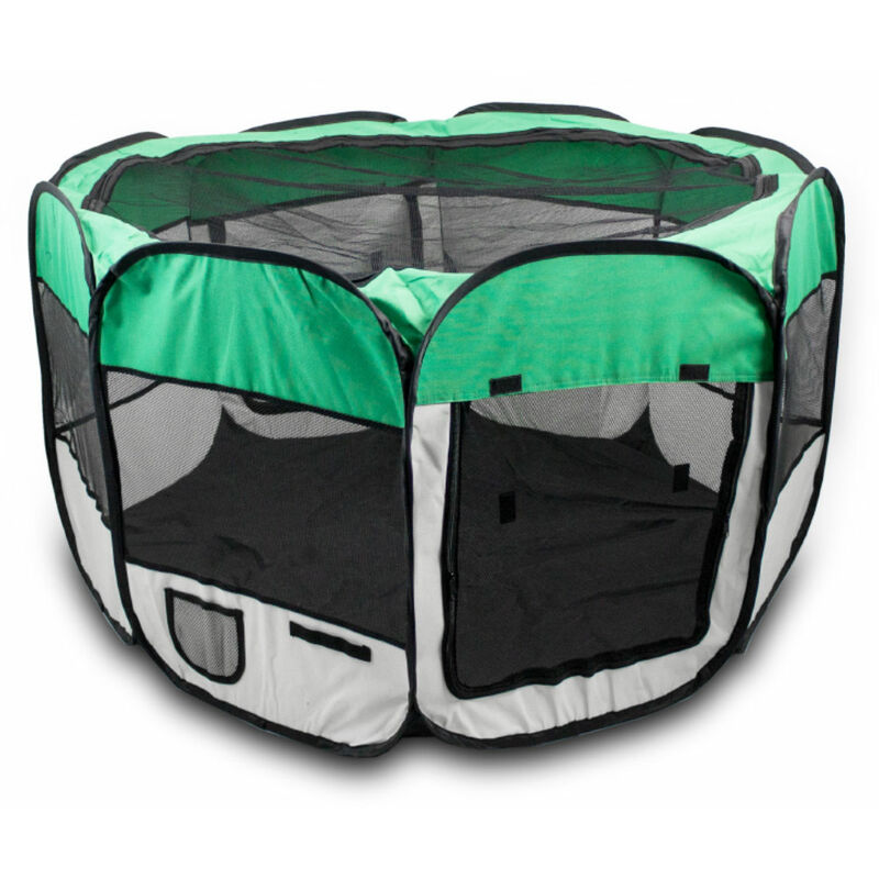 Bituxx - Welpenlaufstall Grün Tierlaufstall Laufstall Tierauslauf Faltbar Gehege Hunde Katze
