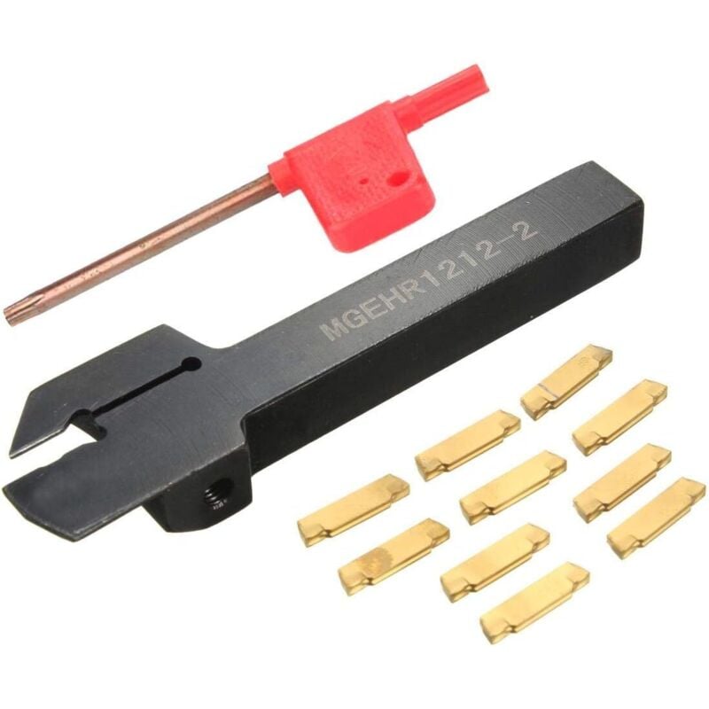 Wendeschneidplatten Drehbank-Trennwerkzeughalter mit 10 Einsätzen MGEHR1212-2 und MGMN200 Einsätze zum Vorschlichten, Schlichten 111102