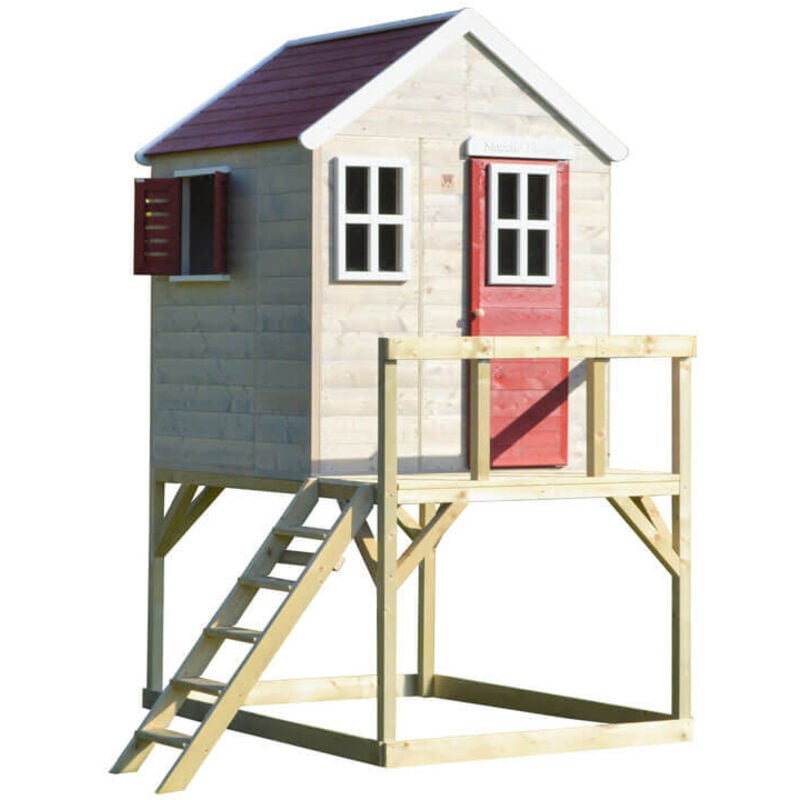 Holz Stelzenhaus Storch Natur 160x190x242 cm - Wendi Toys