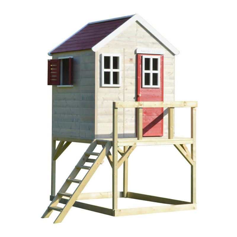 Holz Stelzenhaus Storch Natur 160x190x242 cm - Wendi Toys