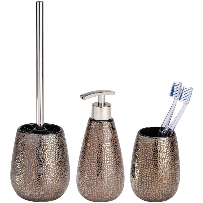 Bad-Accessoire-Set Marrakesh 3-teilig, Bad-Zubehör Set, Braun, Keramik braun - braun - Wenko